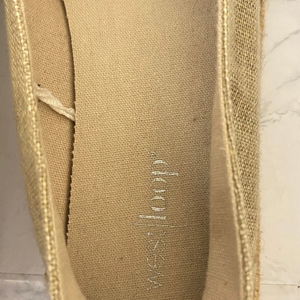 West Loop Women Slip On Canvas Flats Size 7/8 cream Slip On Brown Shoes C​​​​​​ - Picture 6 of 7